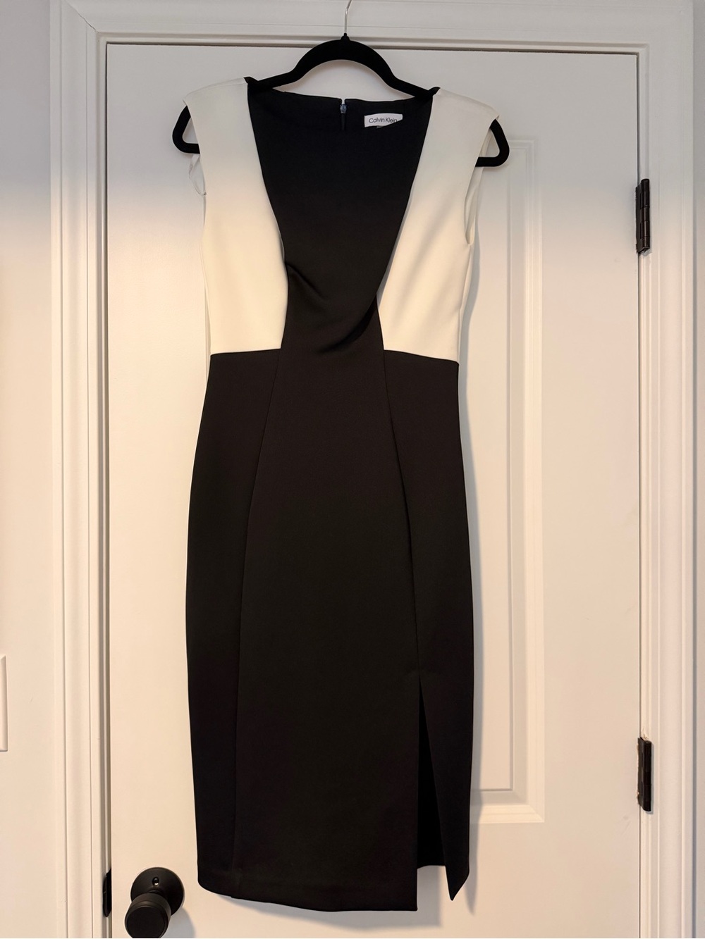 Calvin Klein Black and White Colorblock Midi Dress